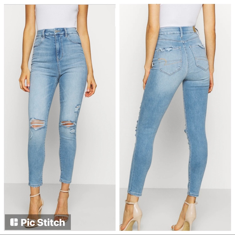 American Eagle distressed curvy highest rise jegging authentic light